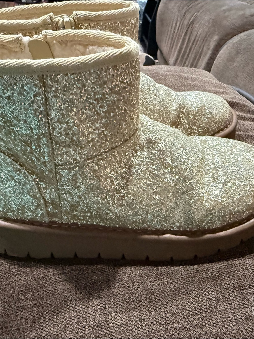 Cat & Jack Girls' Sparkle Ankle Boots - Gold Glitter